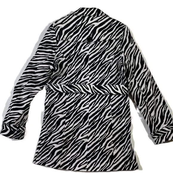 Vertigo Paris Zebra Print Trench Black White Cotton Stretch Size M - Picture 7 of 15